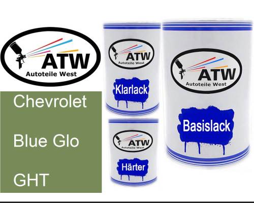 Chevrolet, Blue Glo, GHT: 500ml Lackdose + 500ml Klarlack + 250ml Härter - Set, von ATW Autoteile West.